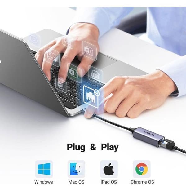 Ugreen USB typ C Grön RJ45 ETHERNET-adapter
