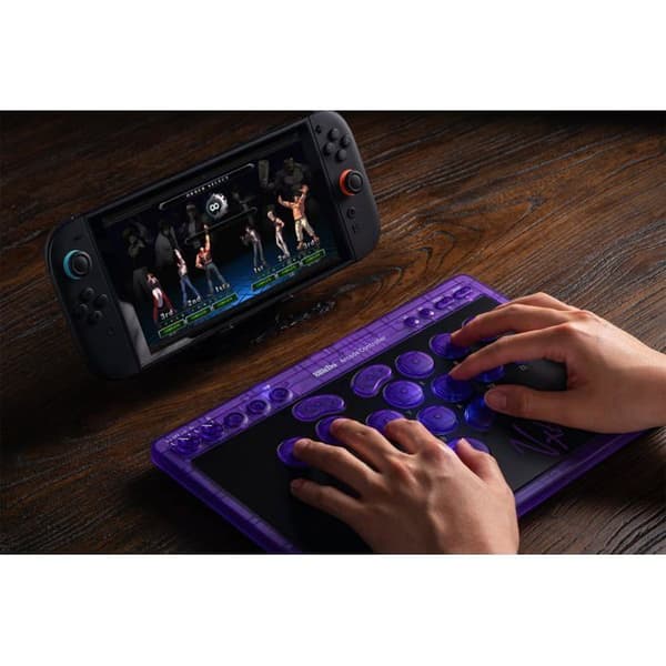 8Bitdo Arcade Controller Lila Edition Bluetooth/2.4G/USB kompatibel med Switch 1 och 2, Windows
