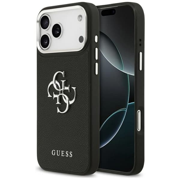 Coque Guess Hardcase 4G Grained Big Logo til iPhone 17 Pro - Sort