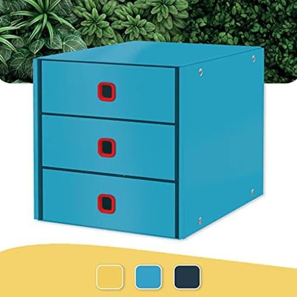 Opbevaringsboks A4 - LEITZ - Click & Store - 3 Skuffer - Blå - Cosy