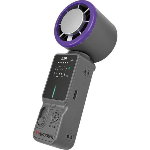 Håndventilator - Verbatim - Cool'n'Go Ice Touch Pro - Lilla/Grå - Batteri - Bærbar