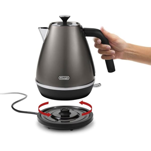 Kedel - De'Longhi Distinta Titanium - 1,7 L - 2000 W - Rustfrit stål - Sort og grå