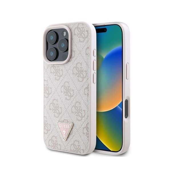 Coque til Apple iPhone 16 Pro Max Edition 4G Rhinesten Triangulær Metaliseret Guess Rosé champagne