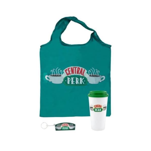 Presentförpackning - Central Perk - Resemugg - Fällbar kasse - Nyckelring - Unisex