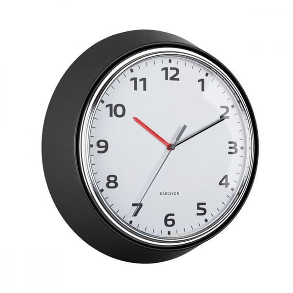 Väggklocka Modern Retro D34cm - Present Time - Svart -