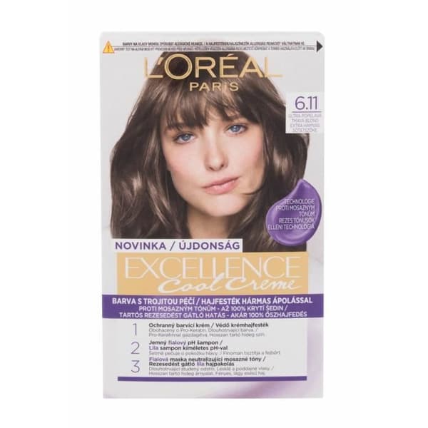 48ml Loréal Paris Excellence Cool Creme, 6.11 Ultra Ash Blond Mørk, Hårfarve