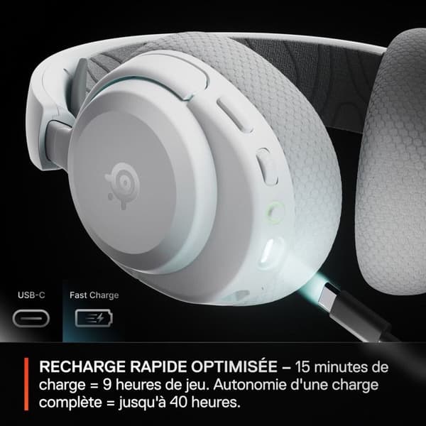 Trådlös gaming headset - STEELSERIES - Arctis Nova 3 Wireless - Vit - 40 h batteritid - 2,4 GHz & Bluetooth