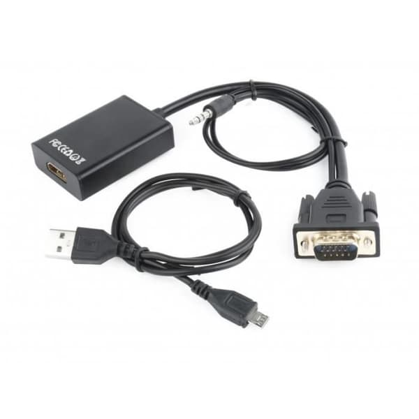 VGA / M + lydstik 3.5 + USB til HDMI / F-adapter - Sort - 0,15 m