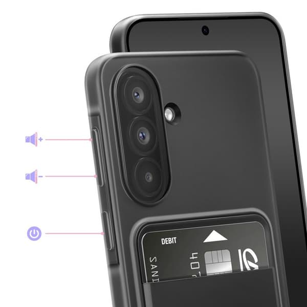 Cover - SAMSUNG - Galaxy A37 - Indbygget kortlomme - Sort - Polyurethan