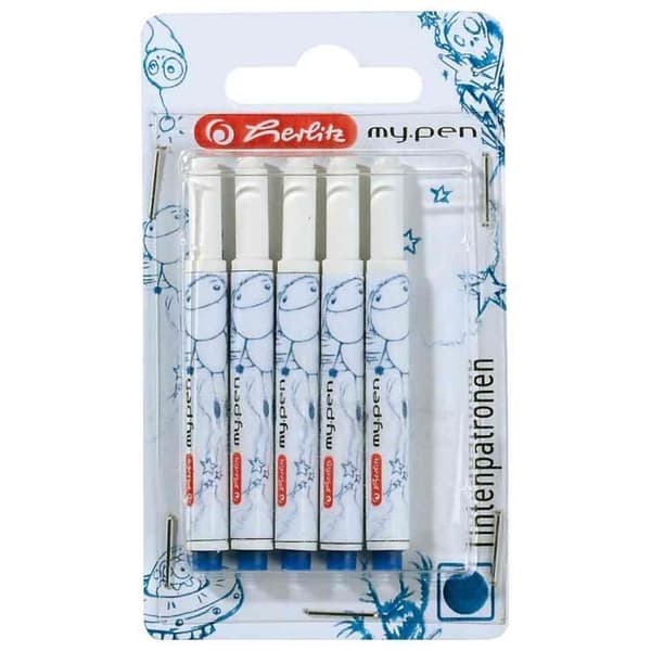 HERLITZ — Stor blækpatron kompatibel med Lamy, blå
