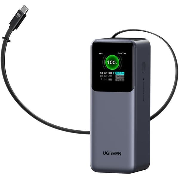 Ekstern batteri - UGREEN - 165W - USB-A og USB-C - Sammenklappelig - Sort
