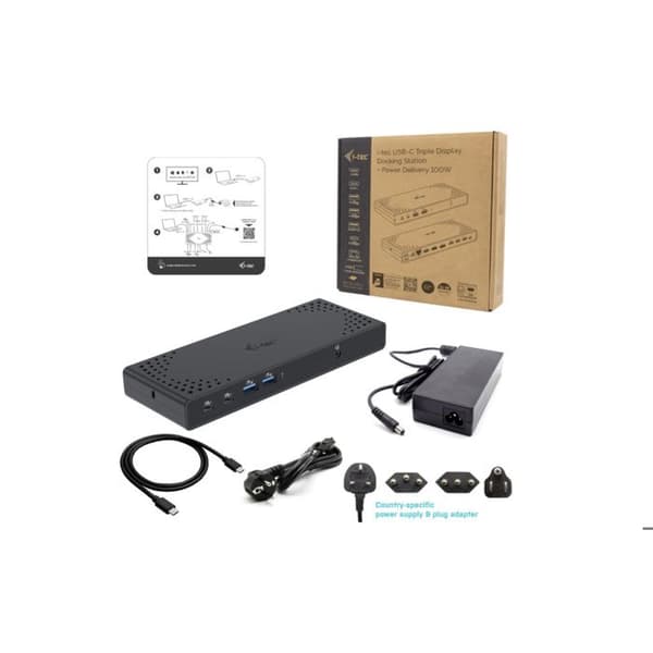 USB-C dockingstation - I-TEC - Triple Display DS - 3 4K skærme - 100W - Sort