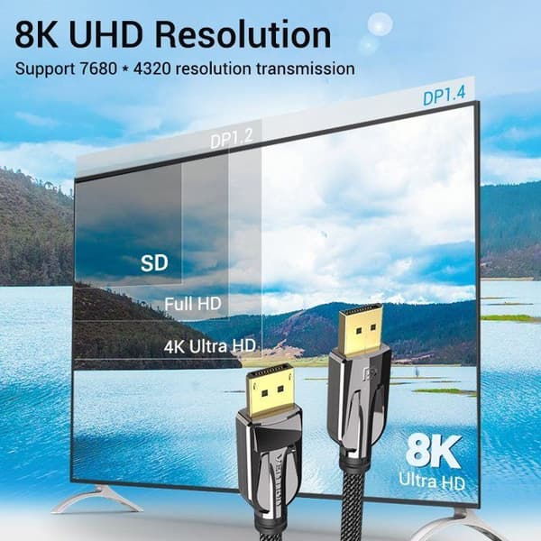 Vention DisplayPort (DP) 1.4 8K 2m Sort