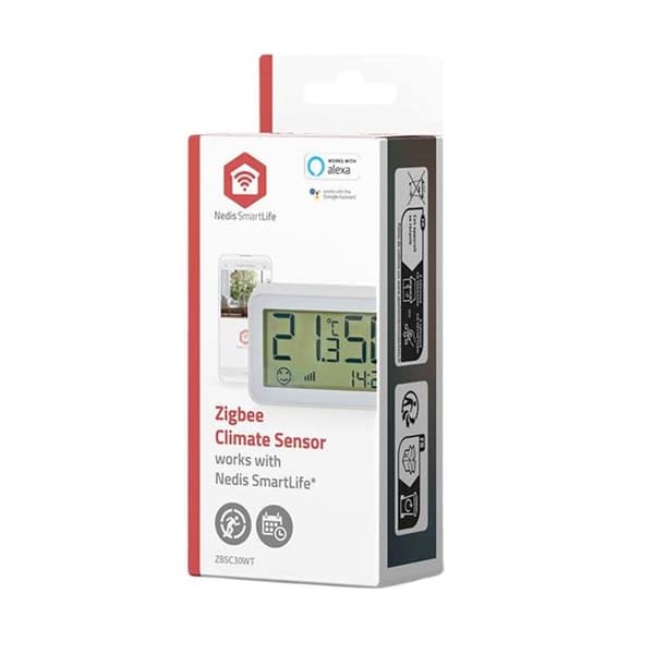 Intelligent Klimatsensor SmartLife Zigbee 3.0 med LCD-skärm Nedis Vit
