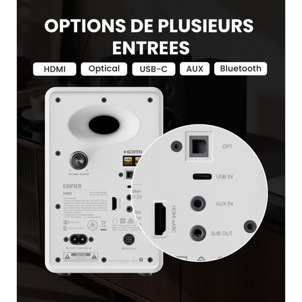 Computerhøjttalere - EDIFIER - M90 - 100W RMS - Bluetooth 6.0 LDAC - HDMI eARC / USB-C