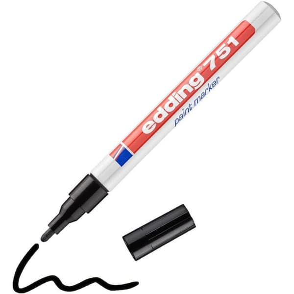Malerpen - EDDING - 751 - Sort - Uudslettelig - Spids 1-2 mm