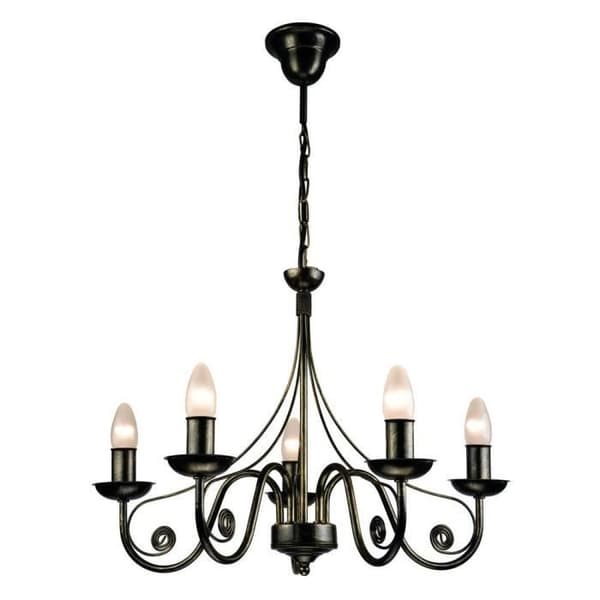 Lamkur Donato Lustre med stofskærm, sort, 5x E27