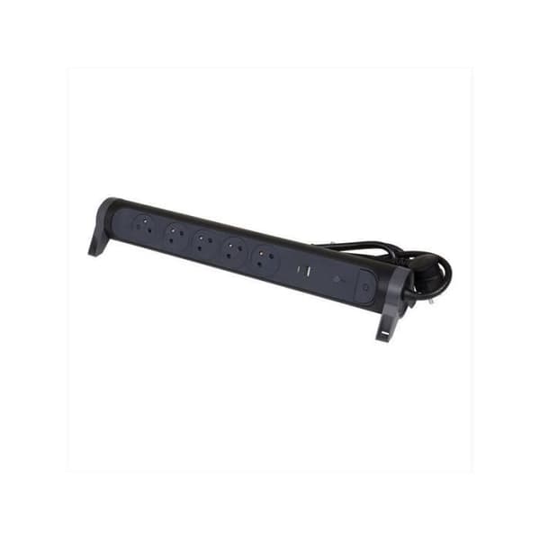 USB Stikdåse - LEGRAND - Drejelig Blok - 5 Stik - 2 USB-porte - Sort