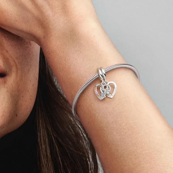 Charm Berlock - PANDORA - Separabel Vänskap - Sterling Silver - 2 Hjärnor - Grå