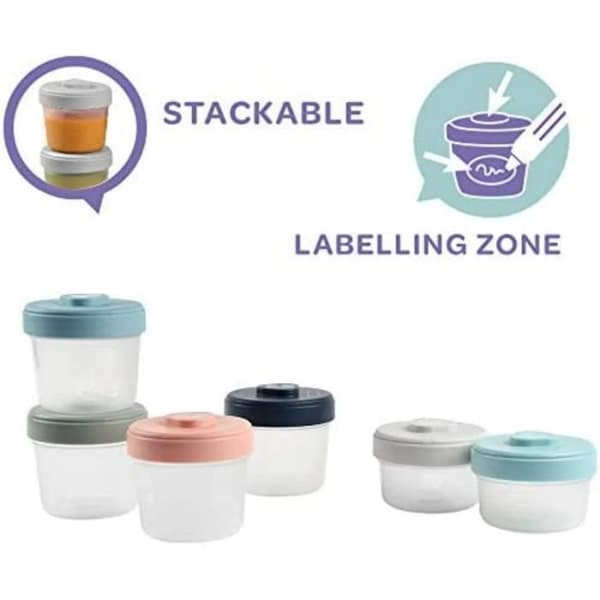 BÉABA - Lot 6 Portioner Clip - 1. Alder - 100% Hermetisk - Stabelbare