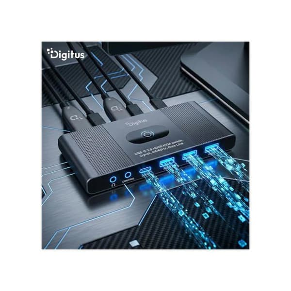 KVM-switch USB-C - 2 PC 1 skärm - 3X USB-A 1x Typ-C