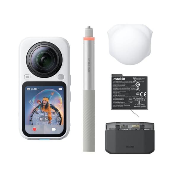 360° Kamera - INSTA360 - X6 Essentials Bundle Arctic White - 360° Video - Tilbehørspakke - Arctic White