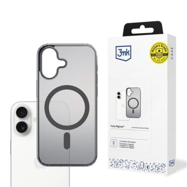 3MK Frosty MagCase til iPhone 17 — Sort, Mat, MagSafe, TPU+PC