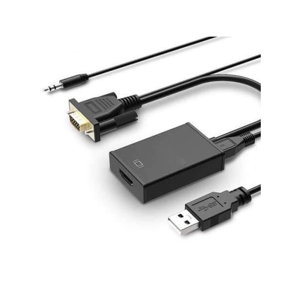 VGA / M + lydstik 3.5 + USB til HDMI / F-adapter - Sort - 0,15 m
