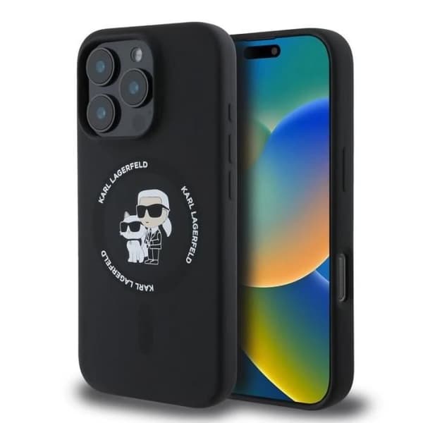 Coque - Karl Lagerfeld - iPhone 16 Pro - Silikone Liquide - MagSafe - Sort