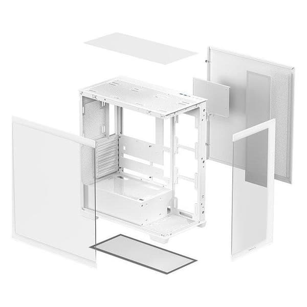 Mid-Tower Chassi - DEEPCOOL - CG580 WH - Främre mesh - Härdat glas - ATX/Micro-ATX/Mini-ITX