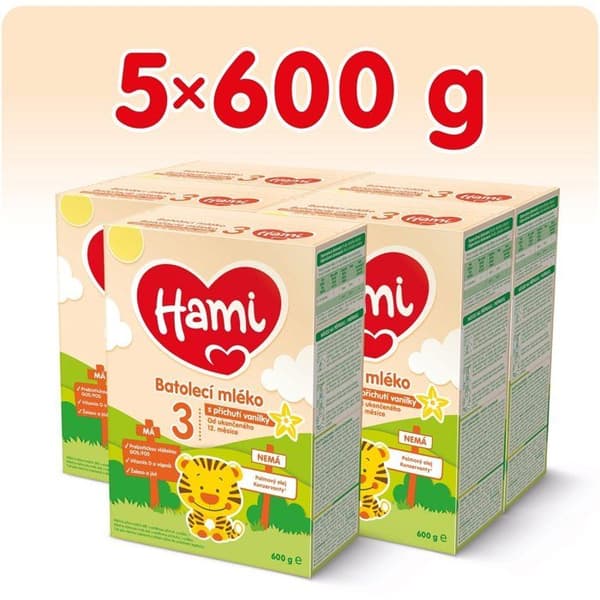 Hami 3 vaniljeflaske för unga barn 5×600 g