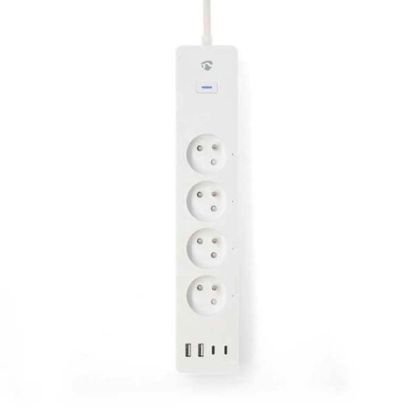 CONECTICPLUS Smart stikdåse med 4 FR stik og 2 USB stik / 2 USB-C PD3.0 20W - 2m hvid