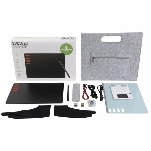 Grafiktablet - EVOLVEO - Grafico T8 - 8 knapper - 5080 lpi - 8192 trykniveauer