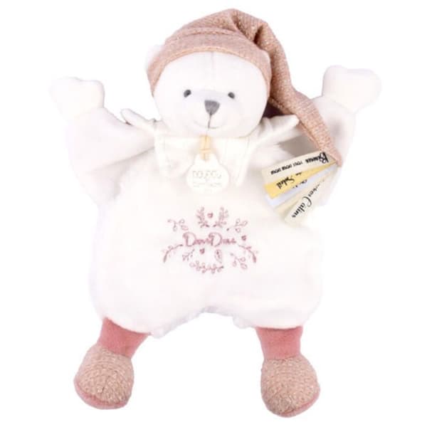 Ours Doudou Cape 25cm Hvid Rosa - DOUDOU ET COMPAGNIE