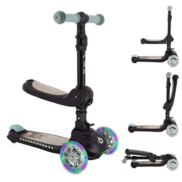 Utvecklingsbar 2-i-1 sparkcykel - MOMI - DEBE - Fällbart säte - 3 LED-hjul - Justerbart styre