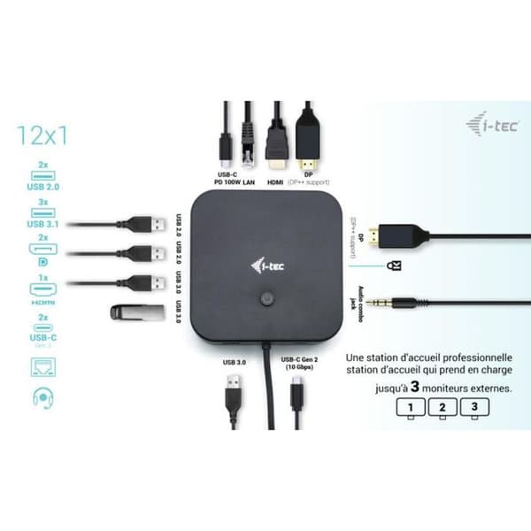 USB Hub - I-TEC - C31TRI4KDPDPRO100 - Sort - 10 Gbit/s - Kompatibel med Windows