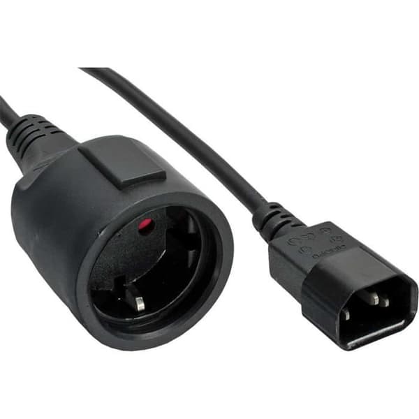 Strømadapterkabel - INLINE - C14 til hun - 1m - H05VV-F 3Gx0.75mm² - Sort