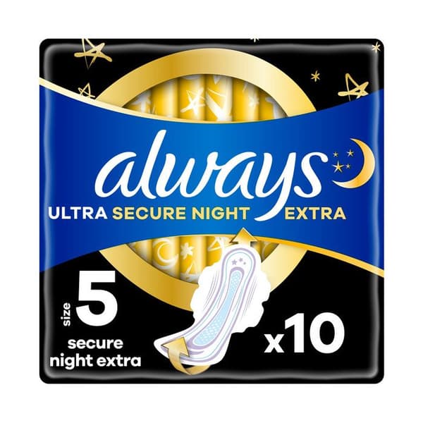 ALWAYS Ultra Secure Night Light Duo med vingar, 5-pack