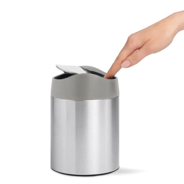 simplehuman Mini Avfallskorg Borstat Rostfritt Stål Med Kullvipp Lock 1,5L