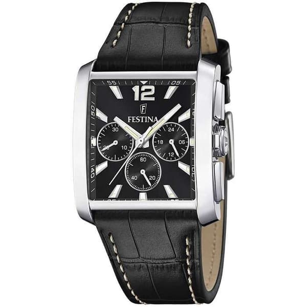 Klocka - Festina - F20636-4 - Chrono - Läder - Analog - Rektangulär