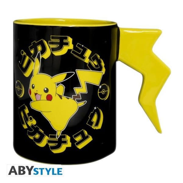 Mugg 3D - Nintendo - Pokémon - Pikachus blixtar - Gul - Keramik - Barn