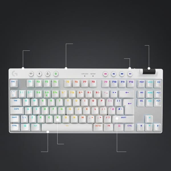 Spilkeyboard - Logitech - G PRO X TKL - Mekanisk - Trådløs - Dynamisk bagbelysning
