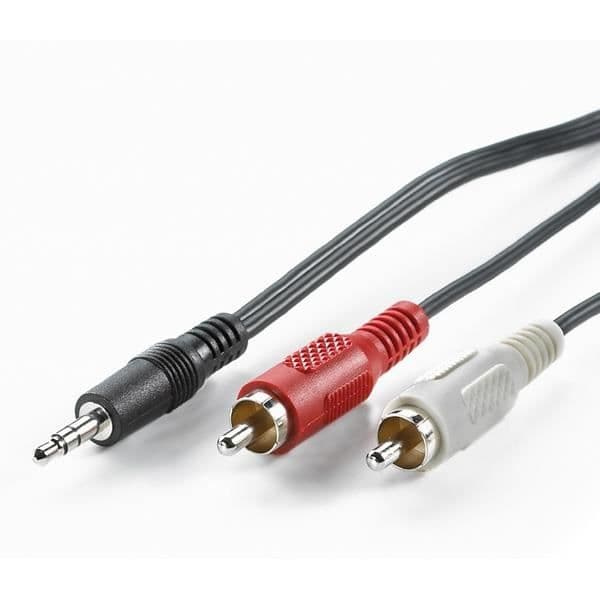 Audio kabel 3,5mm/2x RCA - VALUE - 1,5m - Sort - Han/hankonnektor