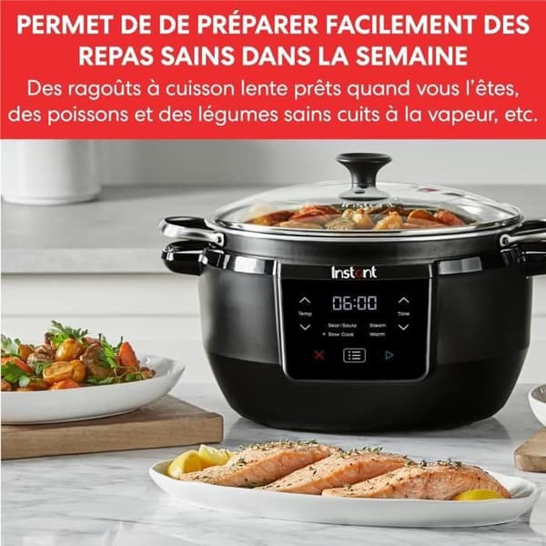 Programmerbar elektrisk slow cooker Instant - 7.1L - Langsom madlavning, varmholdelse, bruning