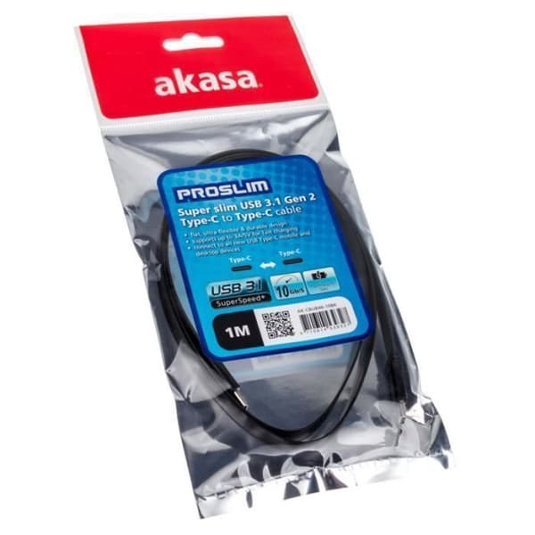 akasa akasa typ c til typ c adapterkabel proslim - sort noirCustomisation PC Akasa Typ C til Typ C adapterkabel PROSLIM -