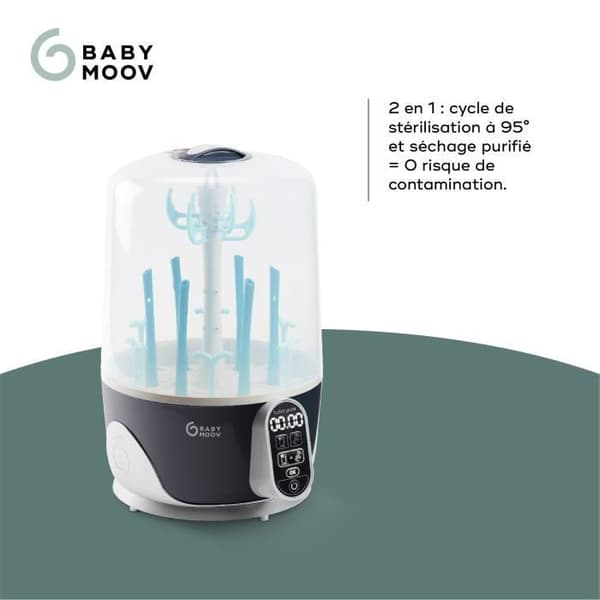 Babymoov Turbo Pure Sterilisator til Sutter Dampsystem 2 i 1, Sutter Tørrer, På 6 min.