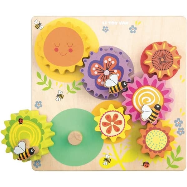Le Toy Van Puzzle Bin och Blommor Gears