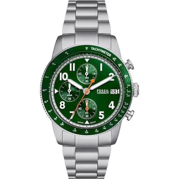 Fossil Ur - Mænd - FS6048 - Sølv Rustfrit stål - 42 mm - Grøn