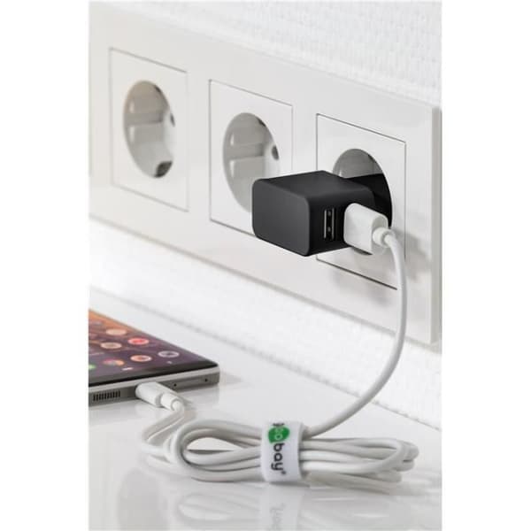 USB-lader - Goobay - Dobbelt 12W - Sort - 2 porte - Kompakt