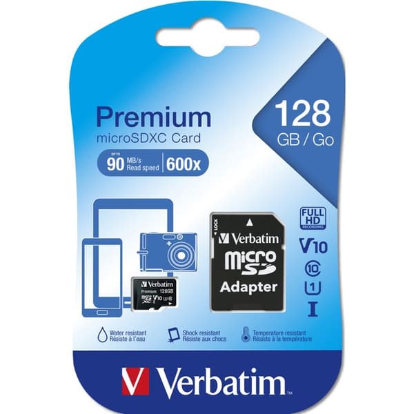 Micro SD-kort - Verbatim - 128GB - Svart
